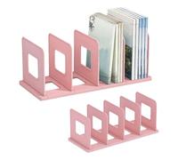 Organizzatore da tavolo,Raccoglitore per archivi,Fermalibri,Organizer in plastica Portariviste,Rivista Supporti di plastica,Scaffale per libri Divisorio,Portariviste pieghevole,Reggilibri (Rosa)