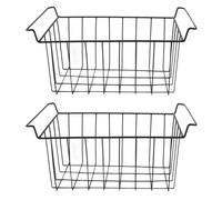Organizzatore del cesto per congelatore Filo in acciaio PE rivestimento Spazio Risparmio multifunzionale Cestino per la conservazione del frigorifero per cucina 39x24,5x20cm 2 (Nero)