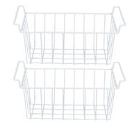 Organizzatore del cesto per congelatore Filo in acciaio PE rivestimento Spazio Risparmio multifunzionale Cestino per la conservazione del frigorifero per cucina 39x24,5x20cm 2 (Bianco)