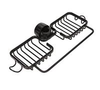 Organizzatore del rubinetto del lavello della, ripiano per il rubinetto, portaspugna in plastica di alluminio, scolapiatti staccabile con portasciugamani e ganci (Nero)