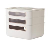 Organizzatore del set-top box router wifi con tre cassetti per i fili della plug per nascondere il disordine adattabile a tutte le dimensioni delle spine router (Beige)