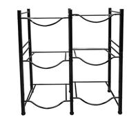 Organizzatore del supporto per bottiglia d'acqua Premium in acciaio carbonio 3 livelli a 2 righe Contenitore portacavolo per portabanca per la cucina Black Black Stuffy Space