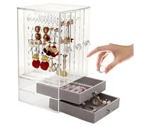 Organizzatore del supporto per le orecchie 3 Organizzatore di orecchini acrilici a prova di polvere verticale con 2 organizzatori di abbonamenti per appoggio per appunti per la collana di velluto per