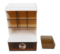 Organizzatore del supporto per pennelli per trucco con box di archiviazione desktop per il desktop per la scuola vanità bianca e marrone scuro