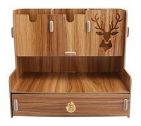 Organizzatore della scrivania in legno | 14 slot Porta della penna e Carto di cartoleria | Organizzatore desktop MDF per forniture per ufficio/casa/scuola | Accessorio per (Cherry)