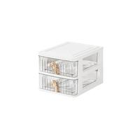 Organizzatore desktop a 2 cassetti con top con vassoio aperto, contenitore di stoccaggio dei cassetti di plastica per forniture artigianali d'arte di cartoleria, 13,5 * 17,5 * 12 cm bianco