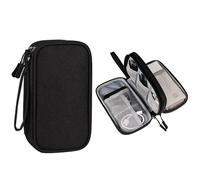 Organizzatore di accessori digitali Borsa portacavi Custodia for il trasporto Custodia portacavi impermeabile Custodia rigida Borsa portacavi for disco rigido Organizer Cavi(Black Double layer)