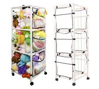 Organizzatore di Animali di Peluche, Scaffale per Giocattoli di Peluche Multistrato, Supporto per Giocattoli con Accesso Comodo, Montaggio Facile, Rotazione a 360° per Bambini