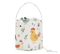 Organizzatore di articoli per uncinetto con fiori rossi e peschi, con fori, per riporre i gomitoli di filato e accessori per maglieria, Polli affascinanti e fiori delicati, Taglia unica