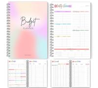 Organizzatore di bilancio e mensile per bollette, pianificatore finanziario, risparmio finanziario, debito, reddito, spese, spese e banconote, formato A5, arcobaleno pastello