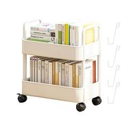 Organizzatore Di Carrelli Per Libri, Scaffale Mobile A 2 Livelli, Organizzatore Di Scaffali Multiuso, Libreria Compatta Con Rotelle, Carrello Per Riporre Libri, Scaffale Mobile Multifunzionale Per La
