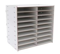 Organizzatore di carta per ufficio 51 * 33 * 49 cm Organizzatore di letteratura in legno a 9 livelli 18 scomparti Organizzatore di selezione di letteratura per ufficio Bianco