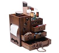Organizzatore di cosmetici Organizer e portaoggetti for trucchi in legno massello con 4 cassetti, portagioielli, piano di appoggio for cosmetici for bagno, camera da letto, armadio, cucina, toletta e