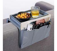 Organizzatore di divano supporto vassoio borsa portaoggetti bracciolo divano con porta bicchiere, appeso bracciolo con tasche Organizzatore divano poltrona caddy per rivista telecomando TV DVD libro