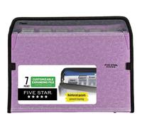 Organizzatore di documenti espandibile Five Star a 7 tasche, in plastica, con linguette personalizzabili e copertina trasparente, contiene fino a