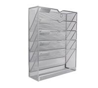 Organizzatore di File da Parete per Ufficio, Portadocumenti da Parete Verticale a 5 Livelli con Vassoio Piatto Inferiore, Portariviste da Appendere in Rete di Ferro Organizzatore d