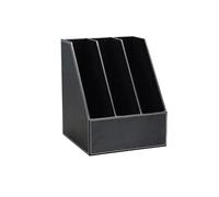 Organizzatore di file Portariviste in pelle da scrivania, portadocumenti ufficio, verticale a 3 scomparti(Nero)