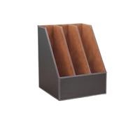 Organizzatore di file Portariviste in pelle da scrivania, portadocumenti ufficio, verticale a 3 scomparti(Bruin)