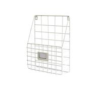 Organizzatore di file Utile portariviste da parete con cestino in rete metallica e portadocumenti sospeso(Bianco)