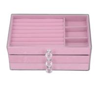 Organizzatore di gioielli in acrilico Scatola portaoggetti con 3 cassetti Espositore trasparente per gioielli Orecchini Porta collane Custodia per donne Ragazze Tavolo trucco (Rosa)