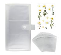 Organizzatore di gioielli trasparente 84 scomparti per carte con 50 tasche sigillate e adesivi per fiori, libro di immagazzinaggio di gioielli, adatto per bracciali, anelli, orecchini, ecc.