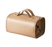 Organizzatore di grande capacità da viaggio cosmetico con design pieghevole: scatola di trucco impermeabile per il trucco rimovibile per le donne, contiene cosmetici e pennelli, Marrone, Consulte la