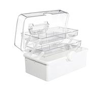 Organizzatore di medicinali impilabile - Vasche portaoggetti a 3 livelli, maniglia portatile, contenitore in multifunzionale, custodia compatta e durevole | per il campeggio clinico luogo di