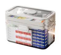 Organizzatore di medicinali, scatola di pronto soccorso trasparente pieghevole a 3 livelli 11x7x6 con maniglia, cassetta di pronto soccorso a prova di umidità per la famiglia, la casa, il viaggio