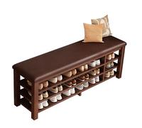 Organizzatore di panca per scarpe Organizzatore in legno massiccio con sedile di cuscino e scarpone per il corridoio della porta d'ingresso marrone 80cm