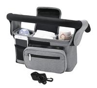Organizzatore di passeggini con portabicchieri - borsa per baby -stoccaggio impermeabile, caddy passeggino universale | Organizzatore multi-tasca per pannolini, bottiglie, salviette, snack, chiavi, te