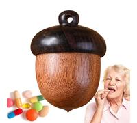 Organizzatore di pillole in legno - scatola di dimensioni di viaggio a forma di noce di pino, contenitore compatto , supporto di medicina quotidiana, accessorio di stoccaggio leggero, custodia t