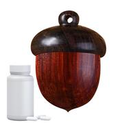 Organizzatore di pillole in legno - scatola di dimensioni di viaggio a forma di noce di pino, contenitore compatto , supporto di medicina quotidiana, accessorio di stoccaggio leggero, custodia t