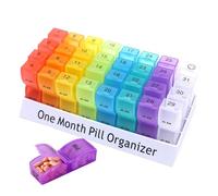 Organizzatore Di Pillole - Organizzatore Di Medicine 31 Giorni AM/PM | 32 Scomparti Case Pillola | 8.07x4.05x2.75 Pollici | Forniture Rimovibili Giornaliere Per Ogni Giorno - Scatola Di Distributori D