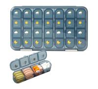 Organizzatore di pillole, portapillole da viaggio 7 giorni, portapillole ermetico impermeabile a prova di umidità, senza BPA, facile da aprire (Size : 28 grids-blue)
