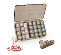 Organizzatore di pillole, portapillole da viaggio 7 giorni, portapillole ermetico impermeabile a prova di umidità, senza BPA, facile da aprire (Size : 28 grids-brown)