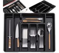 Organizzatore di posate regolabili per cassetto della cucina fino a 44 cm di nero