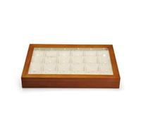 Organizzatore di prese con le scatole di gioielli con scatole ad anello in legno di scatole di gioielli grandi con coperchio trasparente in legno impilabile scatole di gioielli in legno solido per