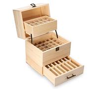 Organizzatore di scatole di immagazzinaggio per oli essenziali in legno 59 slot - La scatola di stoccaggio dell'olio essenziale a tre strati contiene 59 bottiglie di olio essenziale