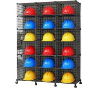 Organizzatore Di Stoccaggio Del Cubo Del Pavimento 16 18 24 32 Cubbies, Supporto Per Cappello Duro Di Grande Capacità Per Officina / Fabbrica / Stazione Dei Pompieri, Scaffale In Filo Rimovibile