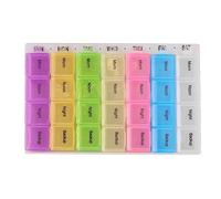 Organizzatore di tablet settimanale 28 compartimenti rimovibili in medicina trasparente colori assortiti per oli di pesce familiare pillole di vitamina e piccoli oggetti
