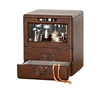 Organizzatore di trucco Solid Wood Makeup Organizer Box with Flip Lid and Mirror,Skincare Organizers with Drawer, Dustproof Makeup Organizer,Cosmetic Display Case For Bedroom Dressing Table espositore