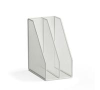 Organizzatore Documenti Ufficio Porta Documenti Porta Portariviste Separatore Verticale in Metallo a Rete Due Scomparti Accesso Rapido Salvaspazio, Bianco, Moderno E Minimalista