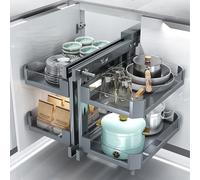 Organizzatore Estraibile per Mobile Angolare Cieco Cestello Angolare da Cucina a Doppio Livello con Chiusura Ammortizzata Soft Close Soluzione di Stoccaggio Progettata per Mobili Angolari 700 Cabinet