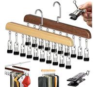 Organizzatore for Armadio Con 10 Clip - Organizzatore Appendiabiti Salvaspazio Con Rivestimento In Silicone, Grucce Girevoli A 360° for Leggings, Grucce In Legno for Pantaloni, Jeans(MIX,1PC)