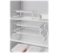 Organizzatore for ripiani impilabili for frigorifero | Il solido rack in metallo con design di ventilazione cavo mantiene gli oggetti(Silver,50x27x7.5cm/19.7x10.6x3in)