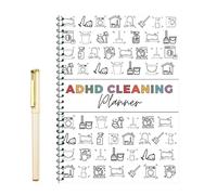 Organizzatore giornaliero settimanale mensile con penna a sfera per pianificare le pulizie, programma di pulizia, lista di controllo, organizer fai da te per la casa (bianco)