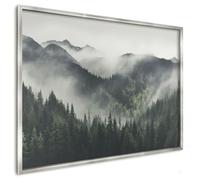 Organizzatore Parete 100x70 cm | con Cornice Argento | Montagne Verdi