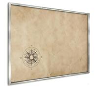 Organizzatore Parete 100x70 cm | con Cornice Argento | Rosa Dei Venti