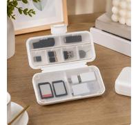 Organizzatore per accessori elettronici con 8 scomparti coperti, colore | La custodia in plastica ha due grandi, due lunghe e quattro piccole sezioni con coperchio per ordinare carte, unità