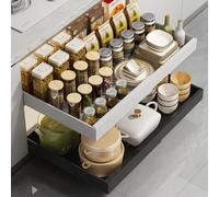 Organizzatore per armadietto con cassetti scorrevoli Binario scorrevole estraibile allungabile in acciaio al carbonio sotto il ripiano per lavello per armadio da cucina Black Large